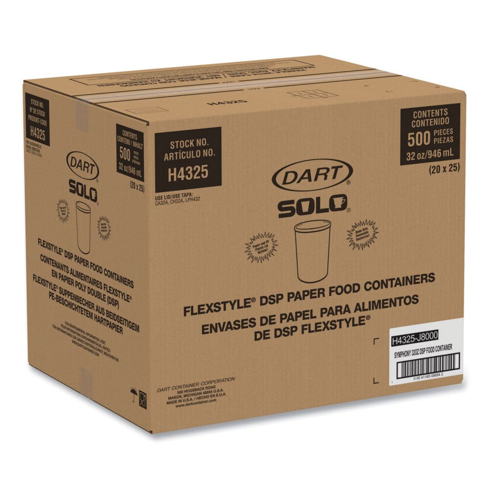 Flexstyle Double Poly Paper Containers, 32 oz, Symphony Design, Paper, 25/Pack, 20 Packs/Carton - Image 6