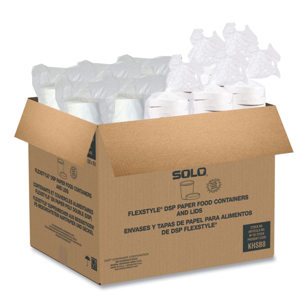 Flexstyle Double Poly Food Combo Packs, 8 oz, White, Paper, 25/Pack, 10 Packs/Carton - Image 3