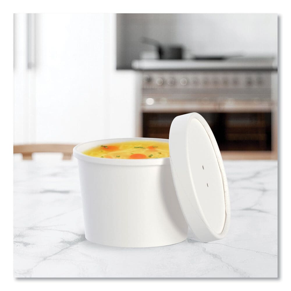 Flexstyle Food Lid Container, 12.1 oz, 3.6" Diameter, White, Plastic, 250/Carton - Image 2