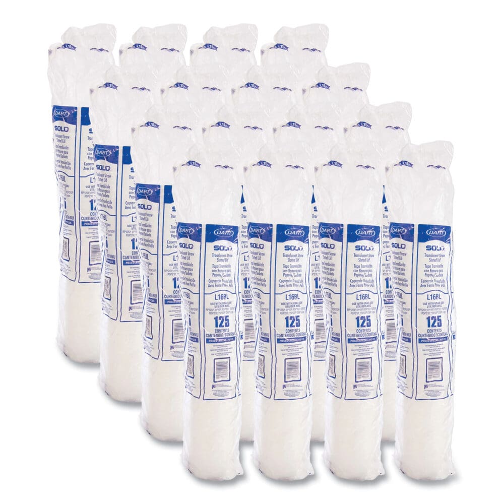 Polystyrene Plastic Flat Straw-Slot Cold Cup Lids, Fits 12 oz to 24 oz Cups, Translucent, 125/Pack, 16 Packs/Carton - Image 7