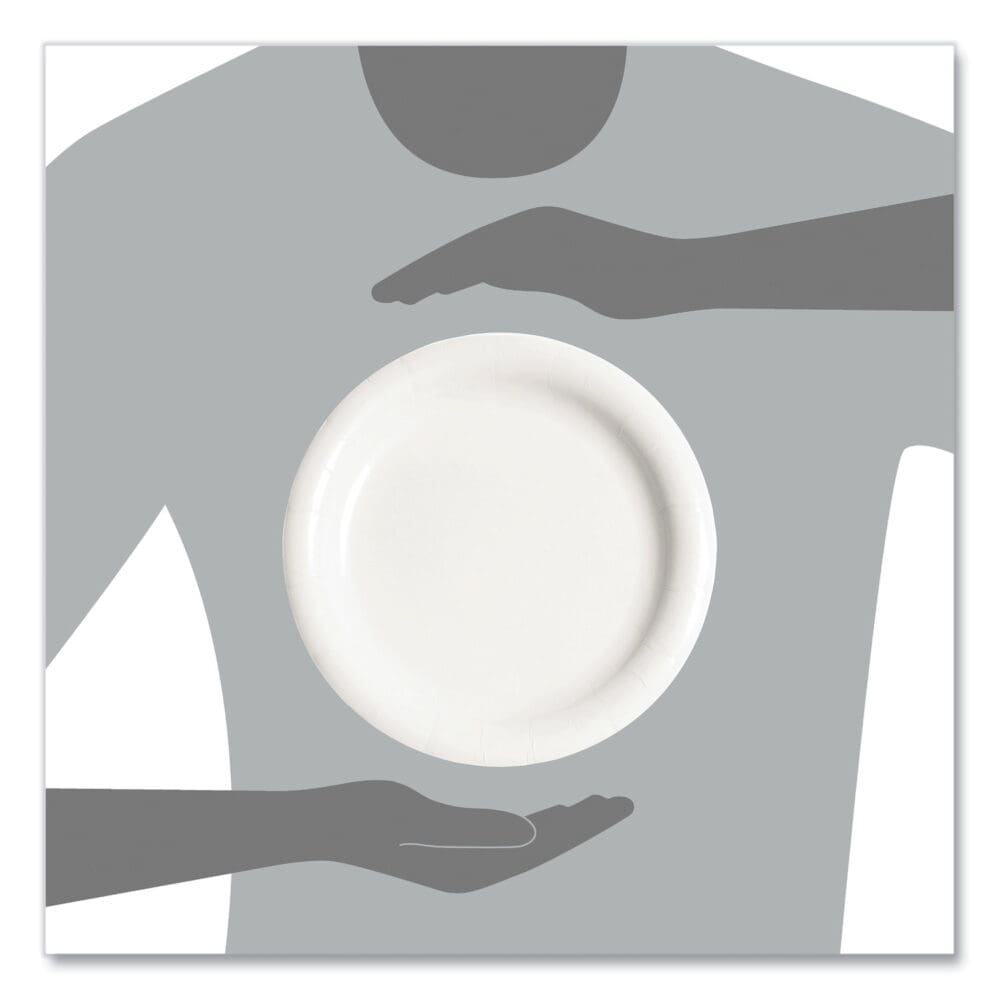Bare Eco-Forward Clay-Coated Mediumweight Paper Plate, ProPlanet Seal, 9" dia, White, 125/Pack, 4 Packs/Carton - Image 6