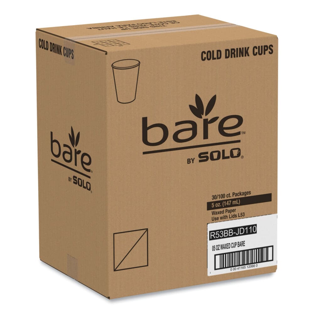 Bare Eco-Forward Paper Cold Cups, ProPlanet Seal, 5 oz, Green/White, 100/Sleeve, 30 Sleeves/Carton - Image 2