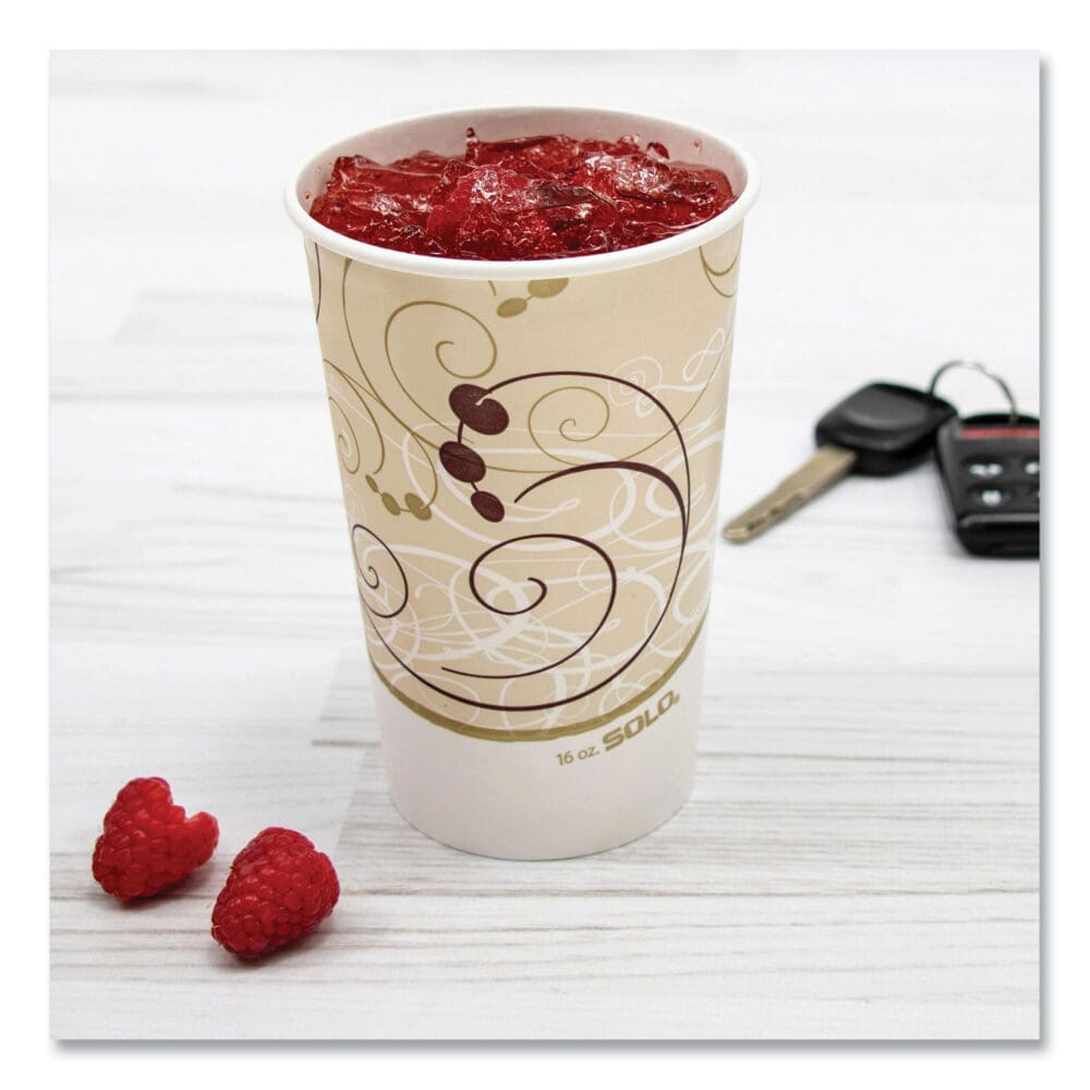 Double Sided Poly (DSP) Paper Cold Cups, 16 oz,  Beige/White, 50/Sleeve, 20 Sleeves/Carton - Image 4