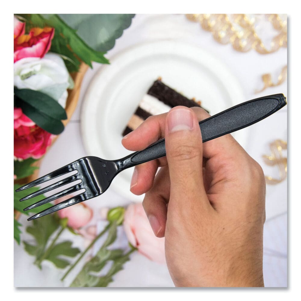 Reliance Mediumweight Cutlery, Fork, Black, 1,000/Carton - Image 3