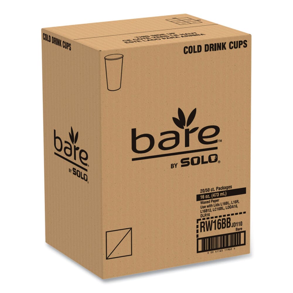 Bare Eco-Forward Paper Cold Cups, ProPlanet Seal, 16 oz, Green/White, 100/Sleeve 10 Sleeves/Carton - Image 2