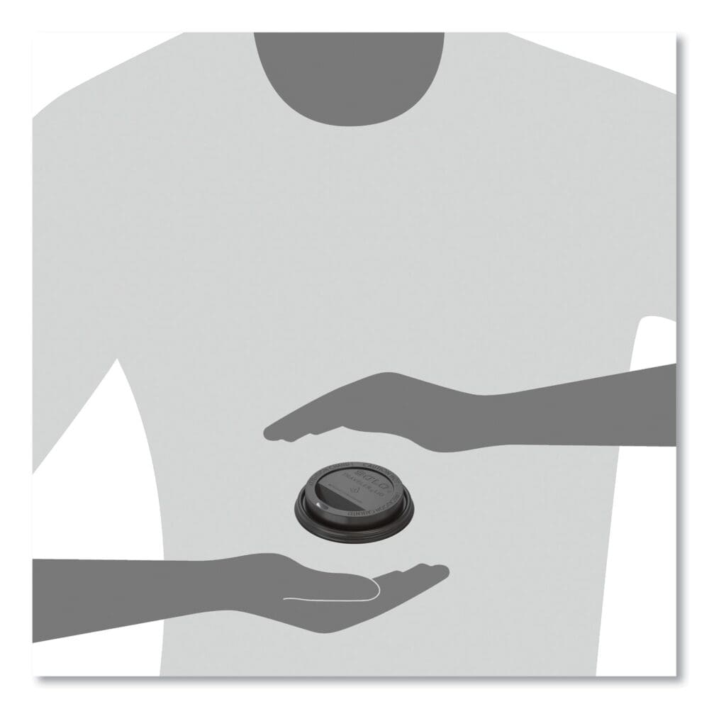 Traveler Cappuccino Style Dome Lid, Fits 10 oz to 24 oz Cups, Black, 100/Sleeve, 10 Sleeves/Carton - Image 6