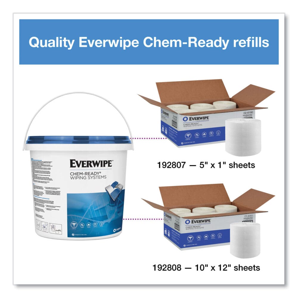 Chem-Ready Wiping System Bucket, 7.13 x 7.13 x 7, White, 5/Carton - Image 6