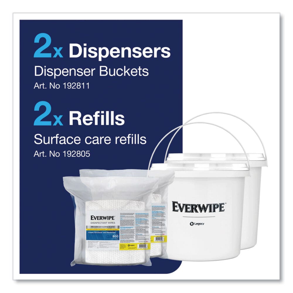 Disinfectant Wipes, 1-Ply, 8 x 6, Lemon, White, 800/Dispenser Bucket, 2 Buckets/Carton - Image 5