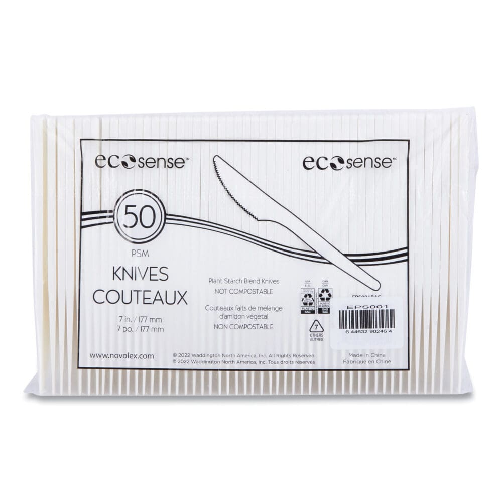 EcoSense Renewable Plant Starch Cutlery, Knife, 7", 50/Pack, 20 Packs/Carton - Image 3