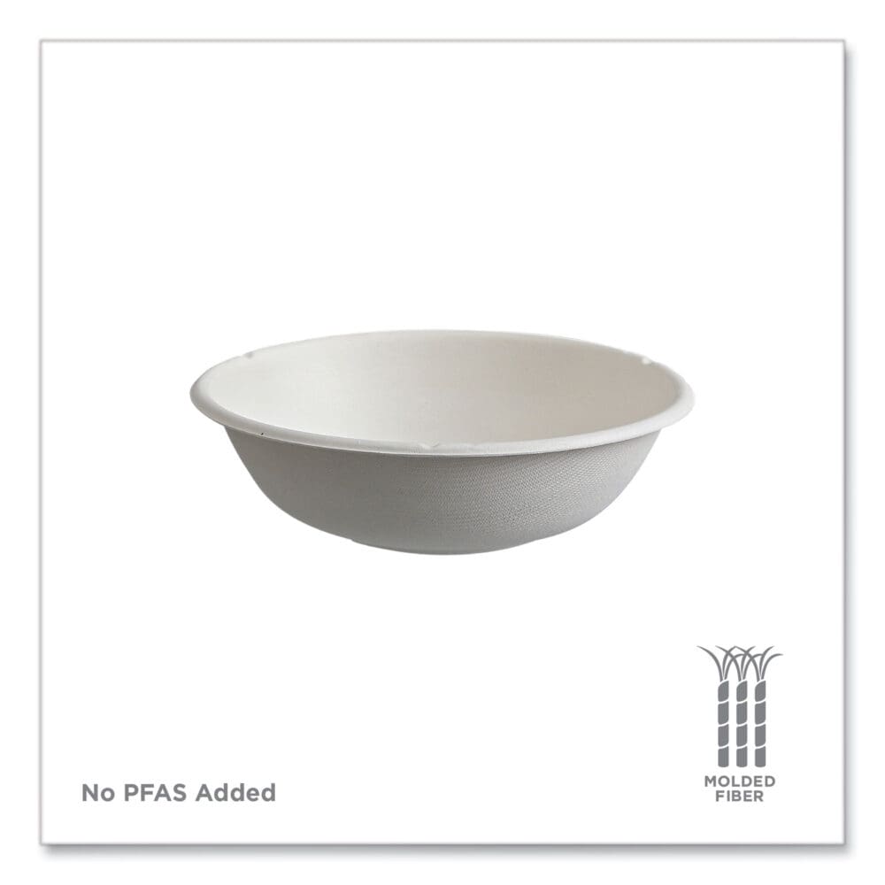 Vanguard Renewable and Compostable Sugarcane Bowls, 16 oz, White, 800/Carton - Image 4