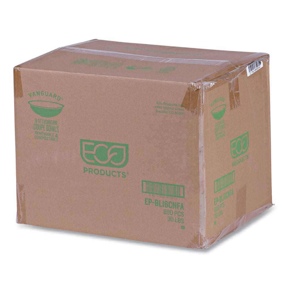 Vanguard Renewable and Compostable Sugarcane Bowls, 16 oz, White, 800/Carton - Image 5