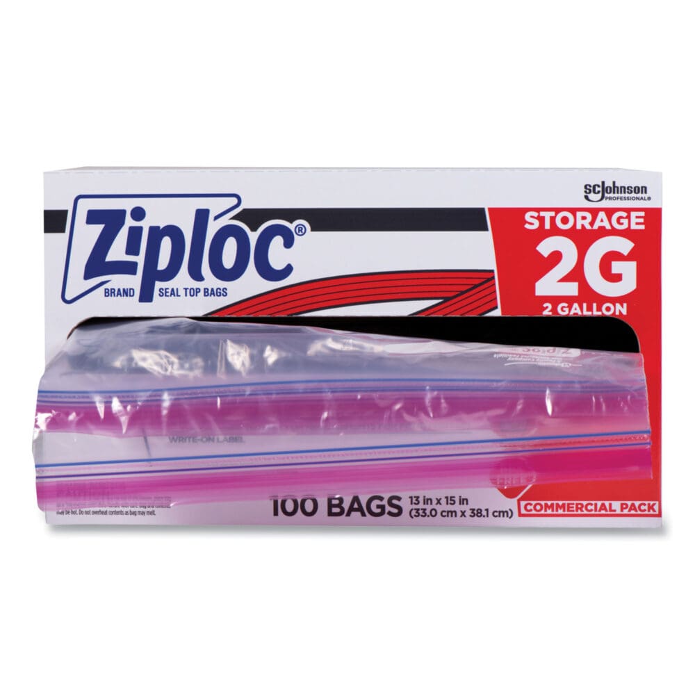 Double Zipper Storage Bags, 2 gal, 1.75 mil, 15" x 13", Clear, 100/Carton - Image 5