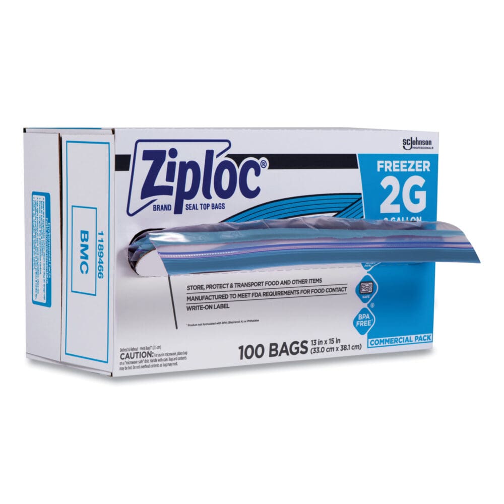 Double Zipper Freezer Bags, 2 gal, 2.7 mil, 13" x 15.5", Clear, 100/Carton - Image 3