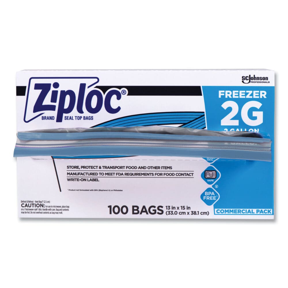 Double Zipper Freezer Bags, 2 gal, 2.7 mil, 13" x 15.5", Clear, 100/Carton - Image 5