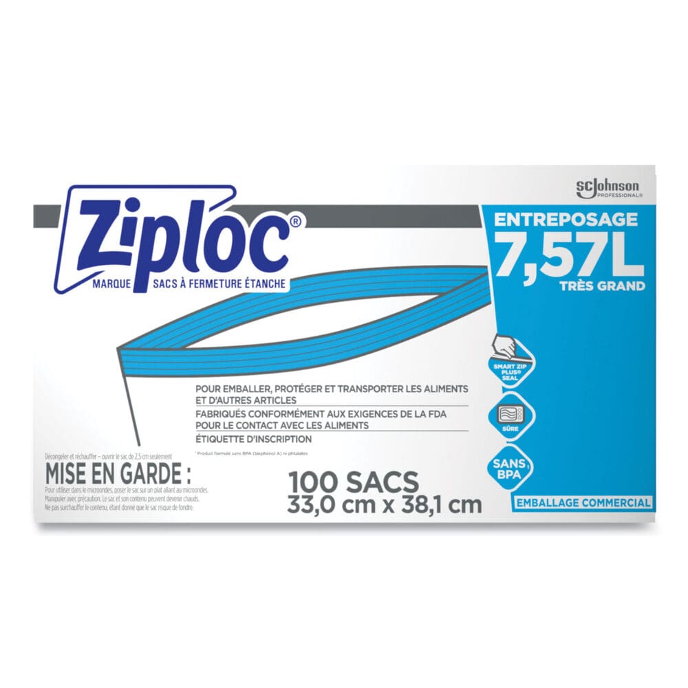 Double Zipper Freezer Bags, 2 gal, 2.7 mil, 13" x 15.5", Clear, 100/Carton - Image 4