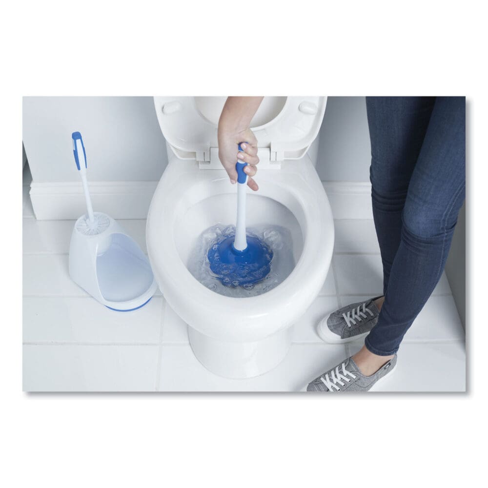 Turbo Plunger and Bowl Brush Set, 12.5" Plastic Handle, 6" dia, White - Image 11