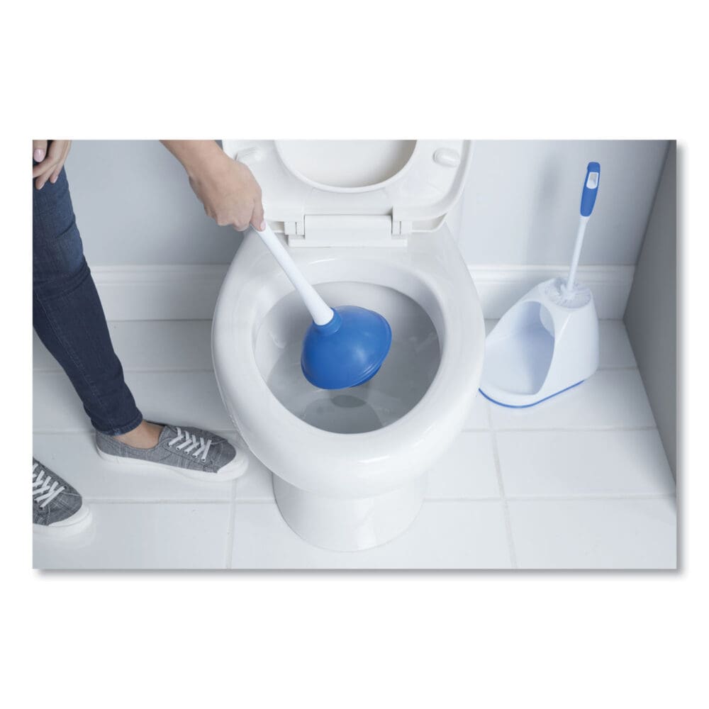 Turbo Plunger and Bowl Brush Set, 12.5" Plastic Handle, 6" dia, White - Image 10