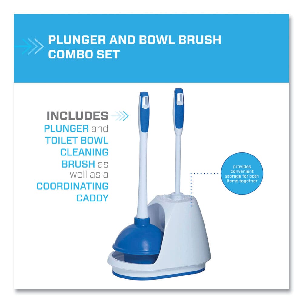 Turbo Plunger and Bowl Brush Set, 12.5" Plastic Handle, 6" dia, White - Image 6