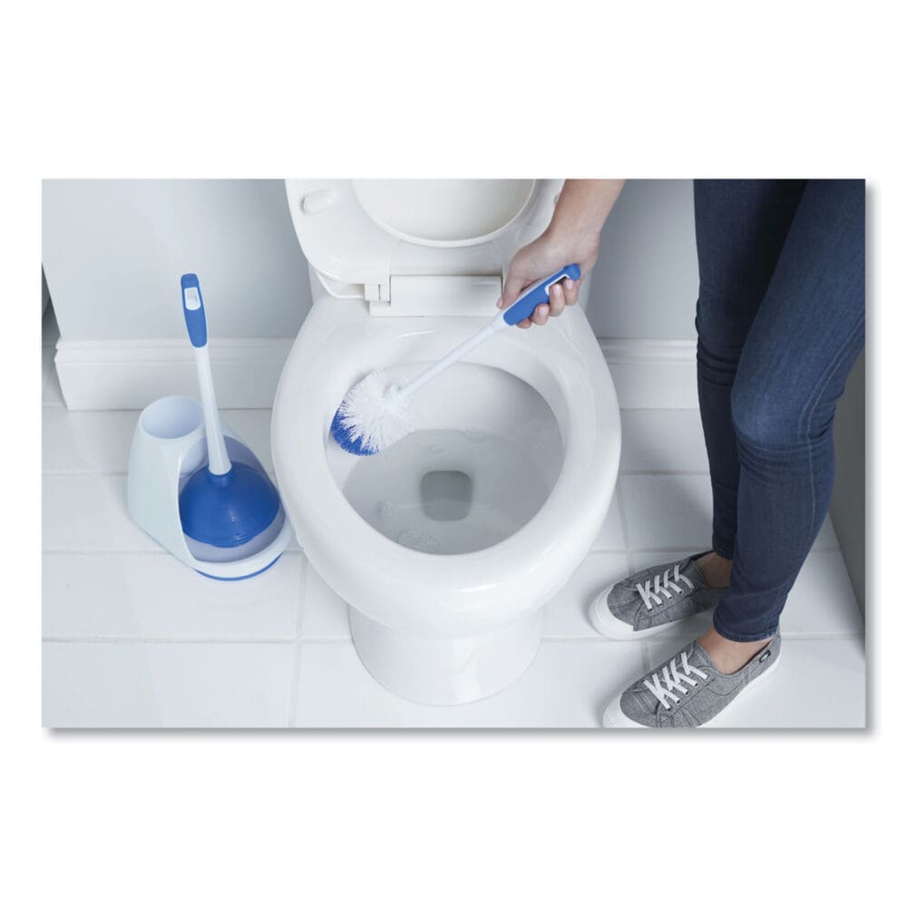 Turbo Plunger and Bowl Brush Set, 12.5" Plastic Handle, 6" dia, White - Image 12