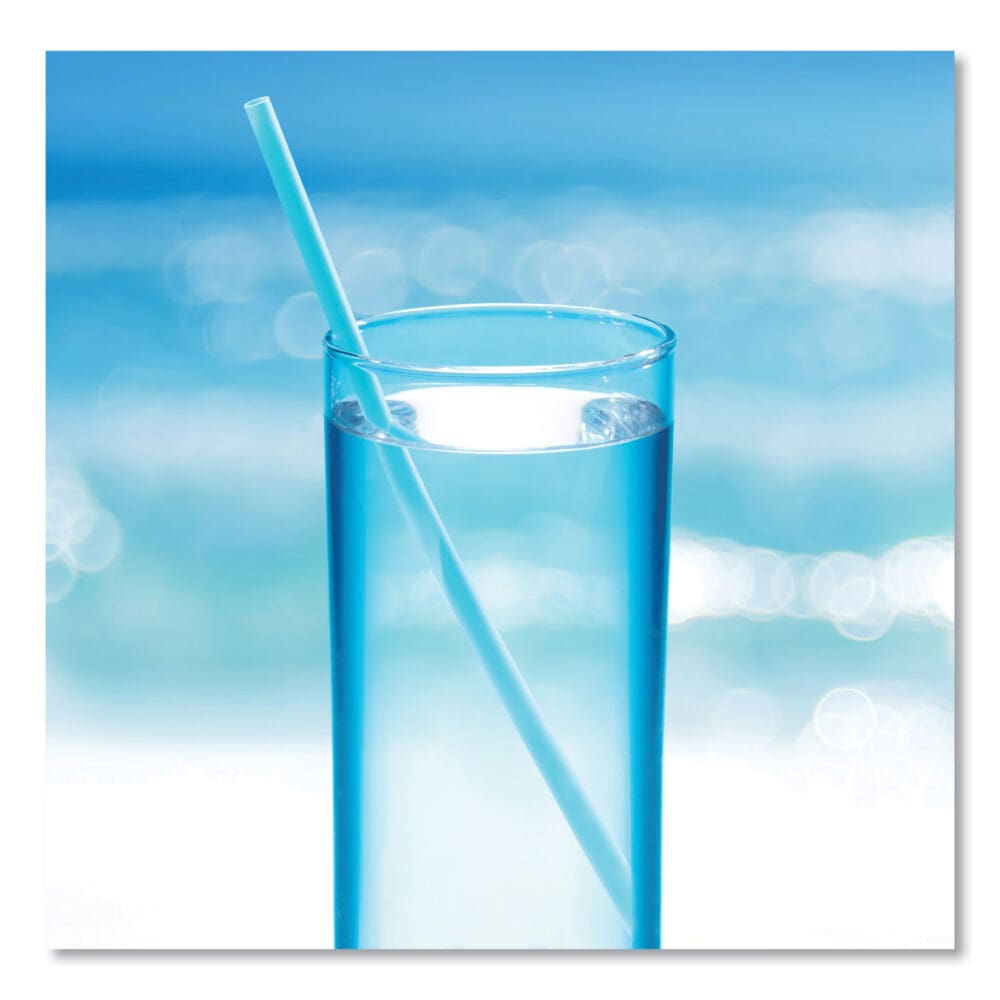 Marine Biodegradable Straws, 7.75", Ocean Blue, 6,000/Carton - Image 3