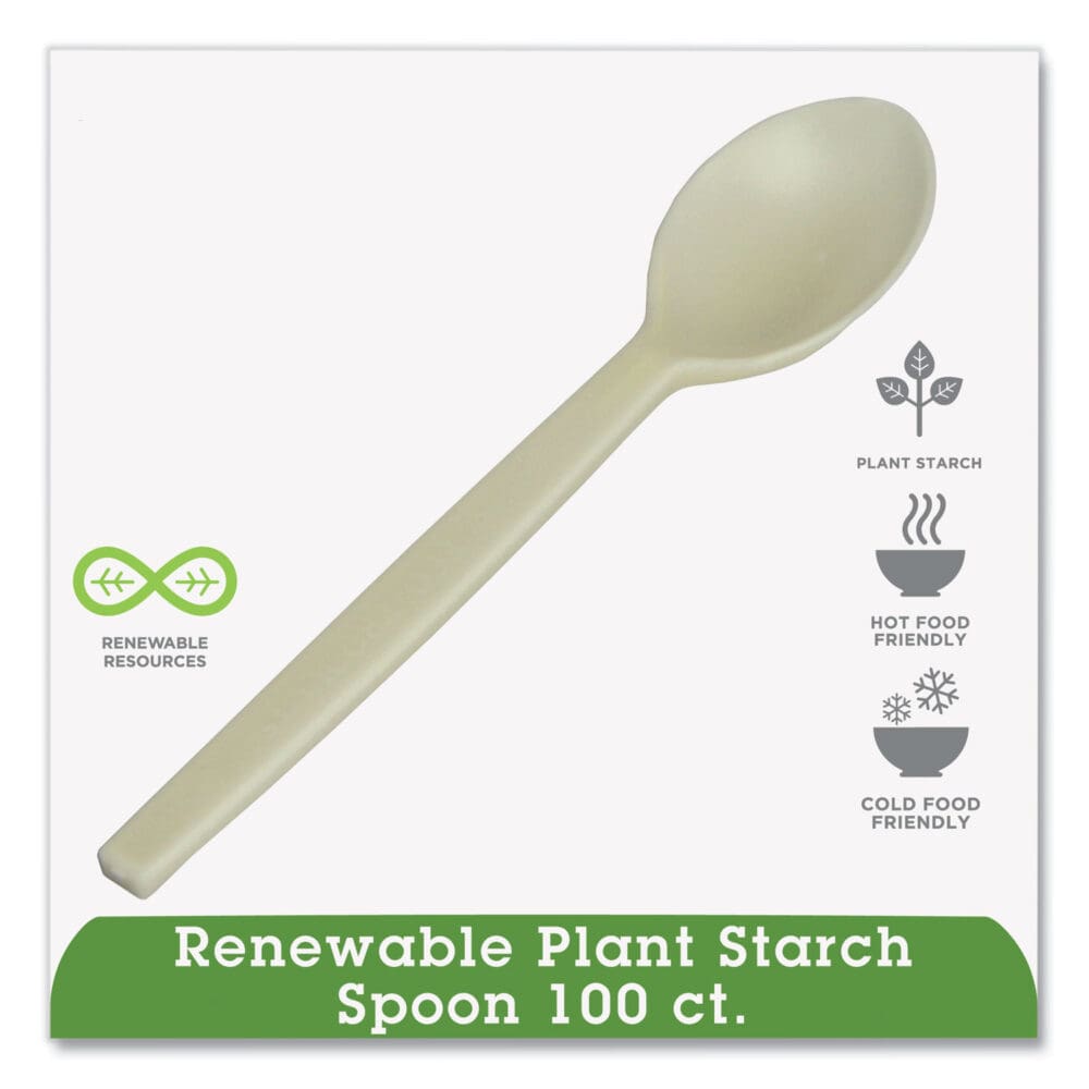 EcoSense Renewable Plant Starch Cutlery, Spoon, 7", 50/Pack - Image 2