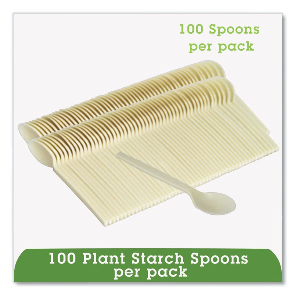 EcoSense Renewable Plant Starch Cutlery, Spoon, 7", 50/Pack - Image 4