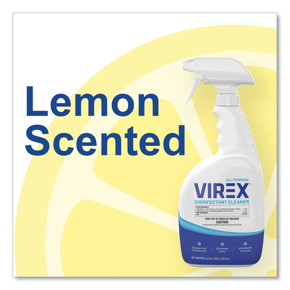 Virex All-Purpose Disinfectant Cleaner, Citrus Scent, 32 oz Spray Bottle, 8/Carton - Image 4