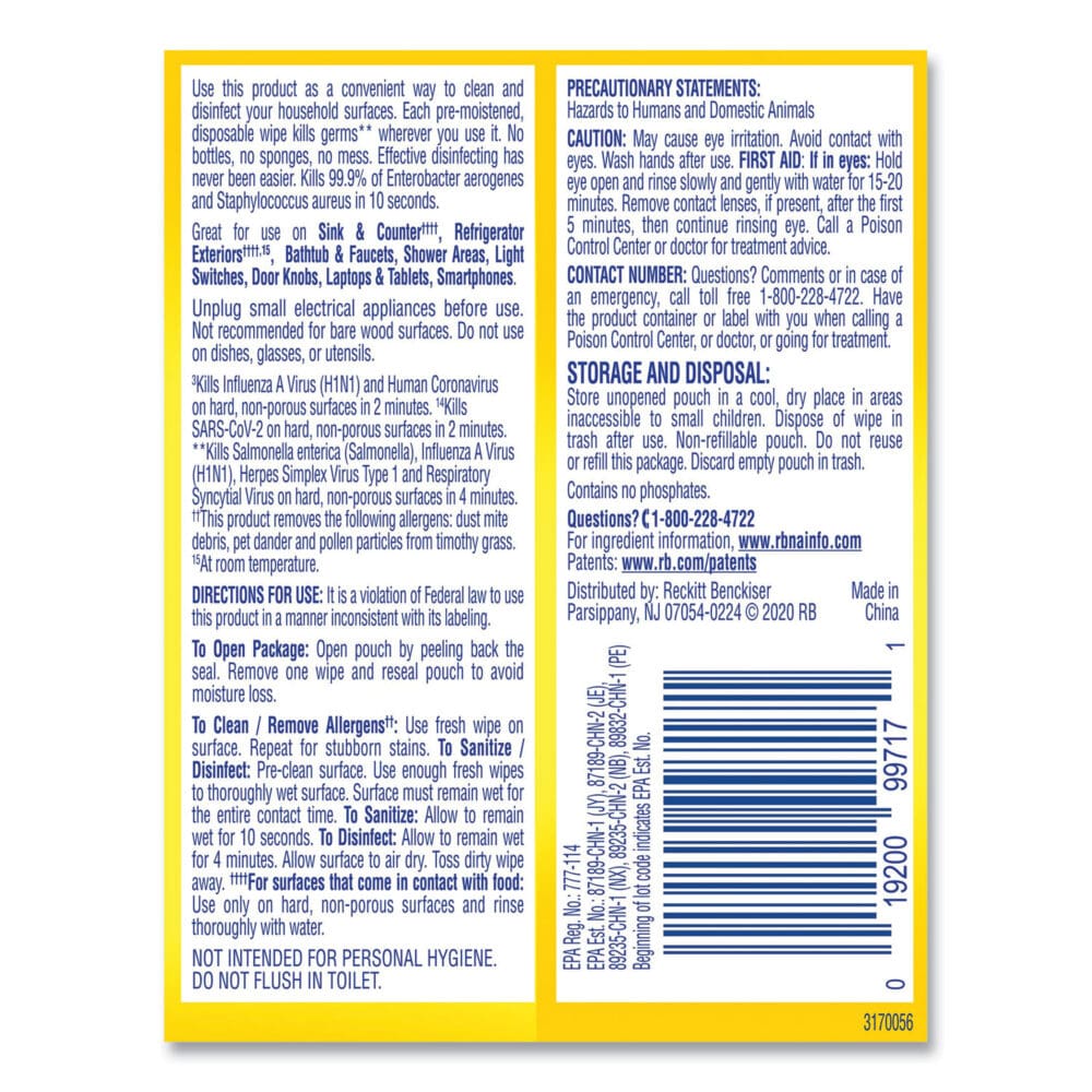 Disinfecting Wipes Flatpacks, 1-Ply, 6.69 x 7.87, Lemon and Lime Blossom, White, 15 Wipes/Flat Pack, 24 Flat Packs/Carton - Image 5