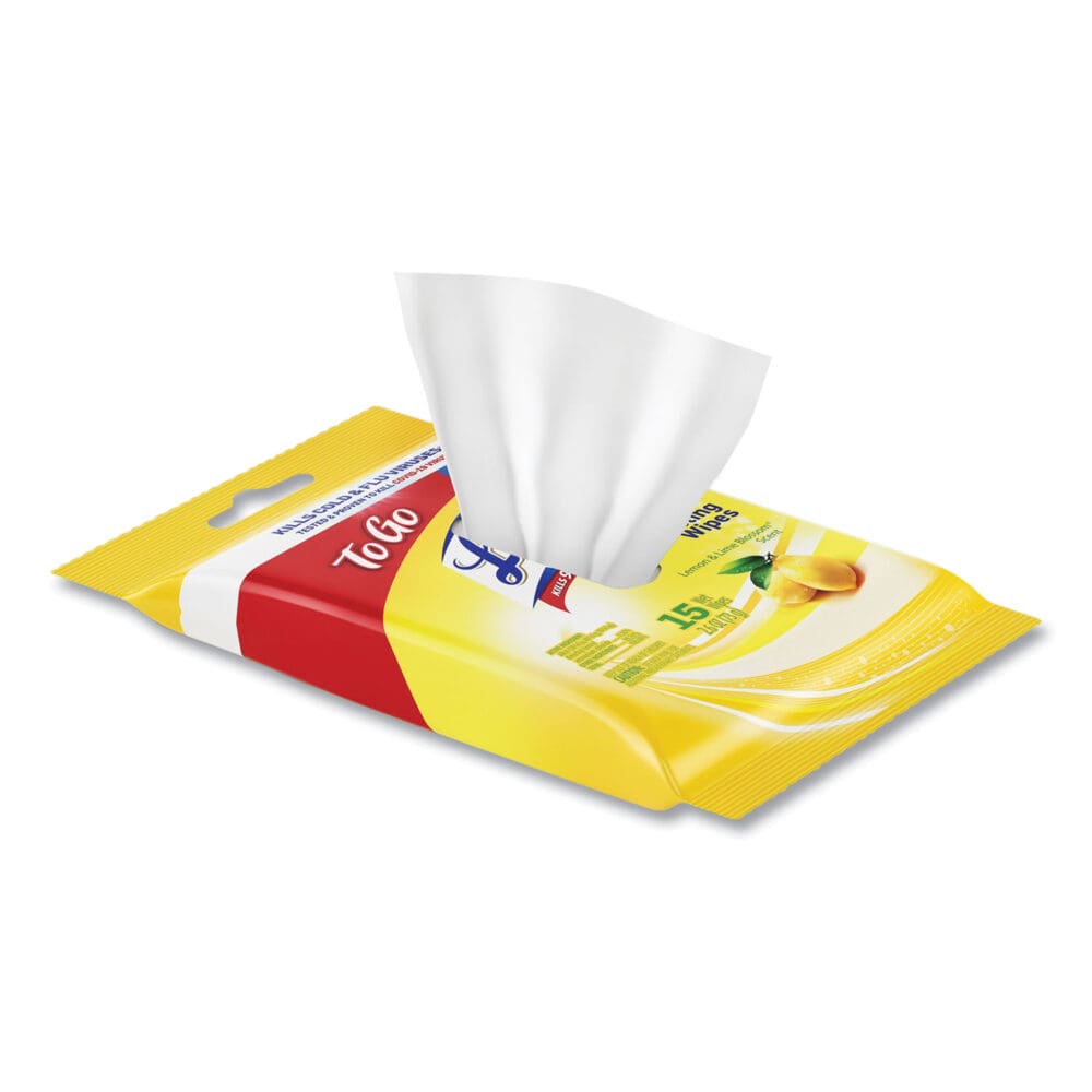 Disinfecting Wipes Flatpacks, 1-Ply, 6.69 x 7.87, Lemon and Lime Blossom, White, 15 Wipes/Flat Pack, 24 Flat Packs/Carton - Image 2