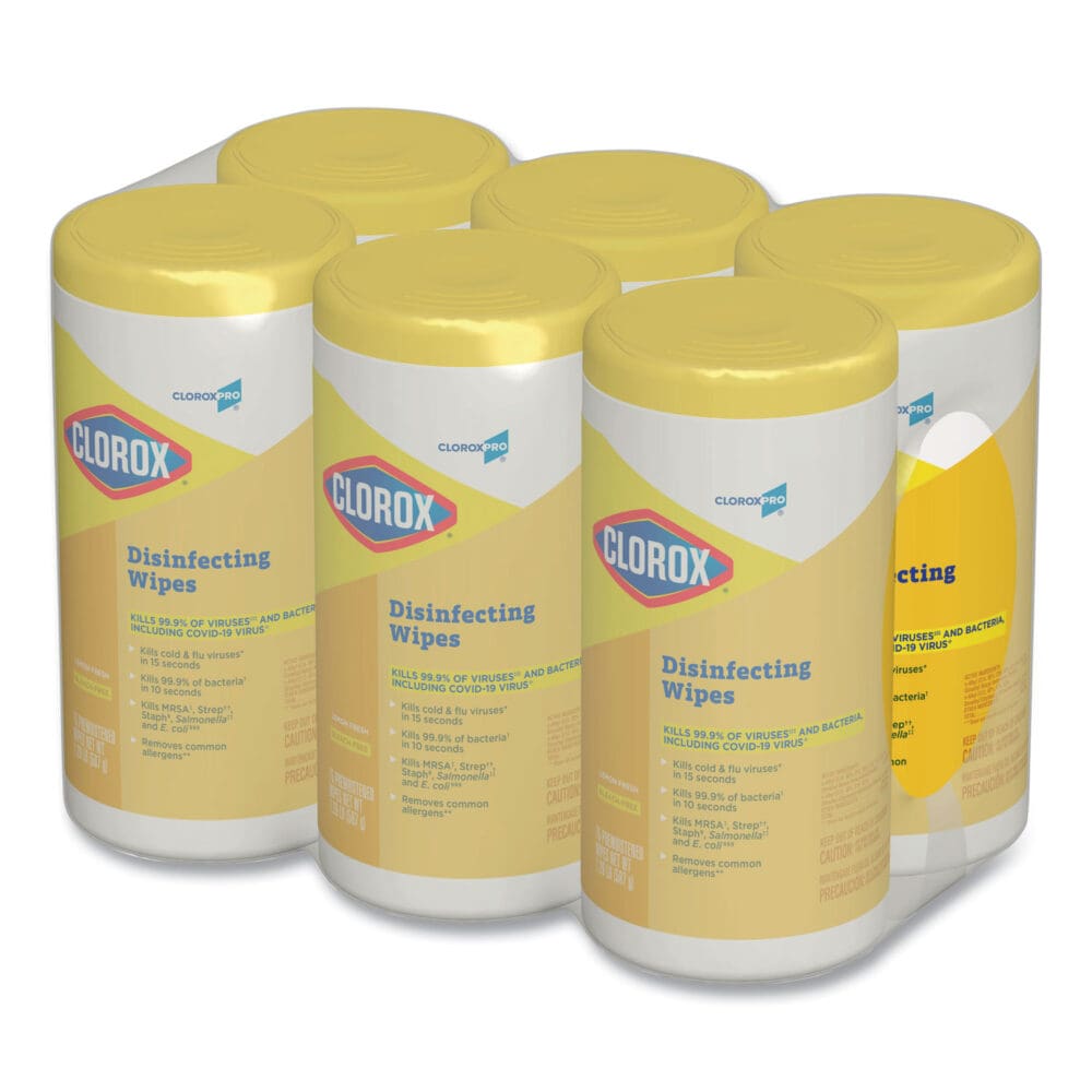 Disinfecting Wipes, 1-Ply, 7 x 8, Lemon Fresh, White, 75/Canister, 6/Carton - Image 10
