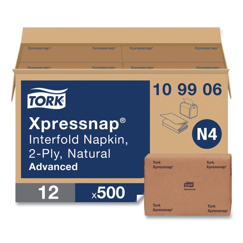 Xpressnap Interfold Dispenser Napkins, 2-Ply, 6.5 x 8.5, Natural, 500/Pack, 12 Packs/Carton - Image 5