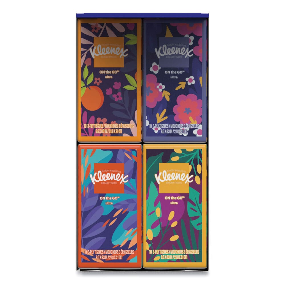 On The Go Packs Facial Tissues, 3-Ply, White, 10/Pouch, 16 Pouches/Pack, 6 Packs/Carton - Image 2