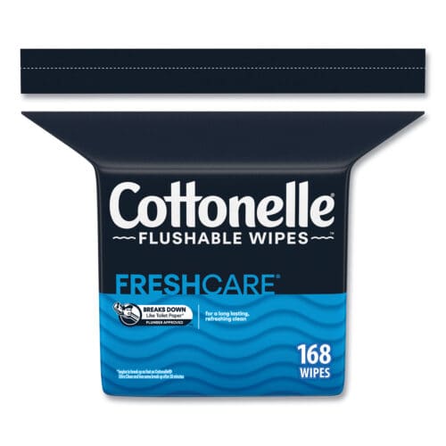Fresh Care Flushable Cleansing Cloths, 1-Ply, 5 x 7.25, White, 168/Pack