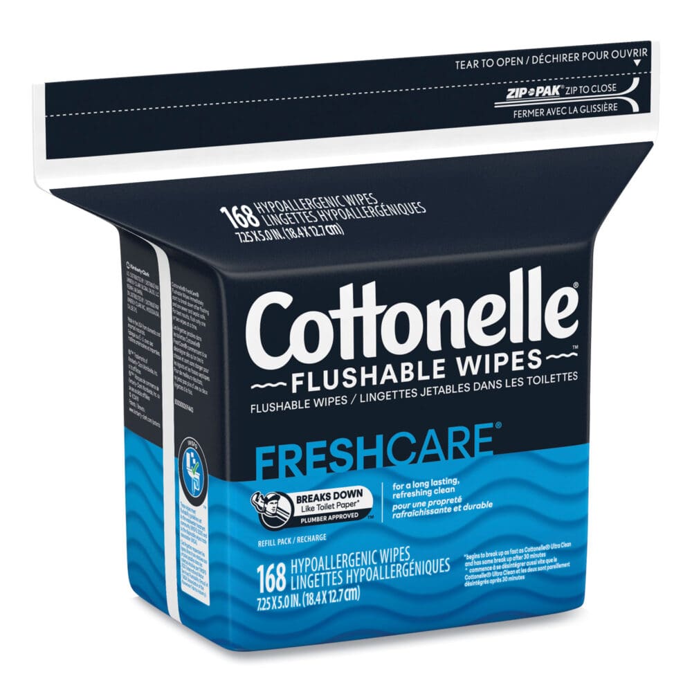 Fresh Care Flushable Cleansing Cloths, 1-Ply, 5 x 7.25, White, 168/Pack, 8 Packs/Carton - Image 2