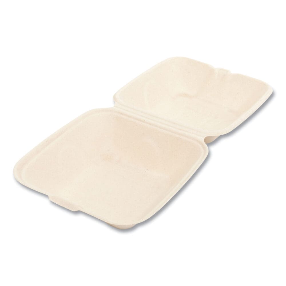 Bagasse PFAS-Free Food Containers, 1-Compartment, 6 x 6 x 3.19, Tan, Bamboo/Sugarcane, 500/Carton - Image 5