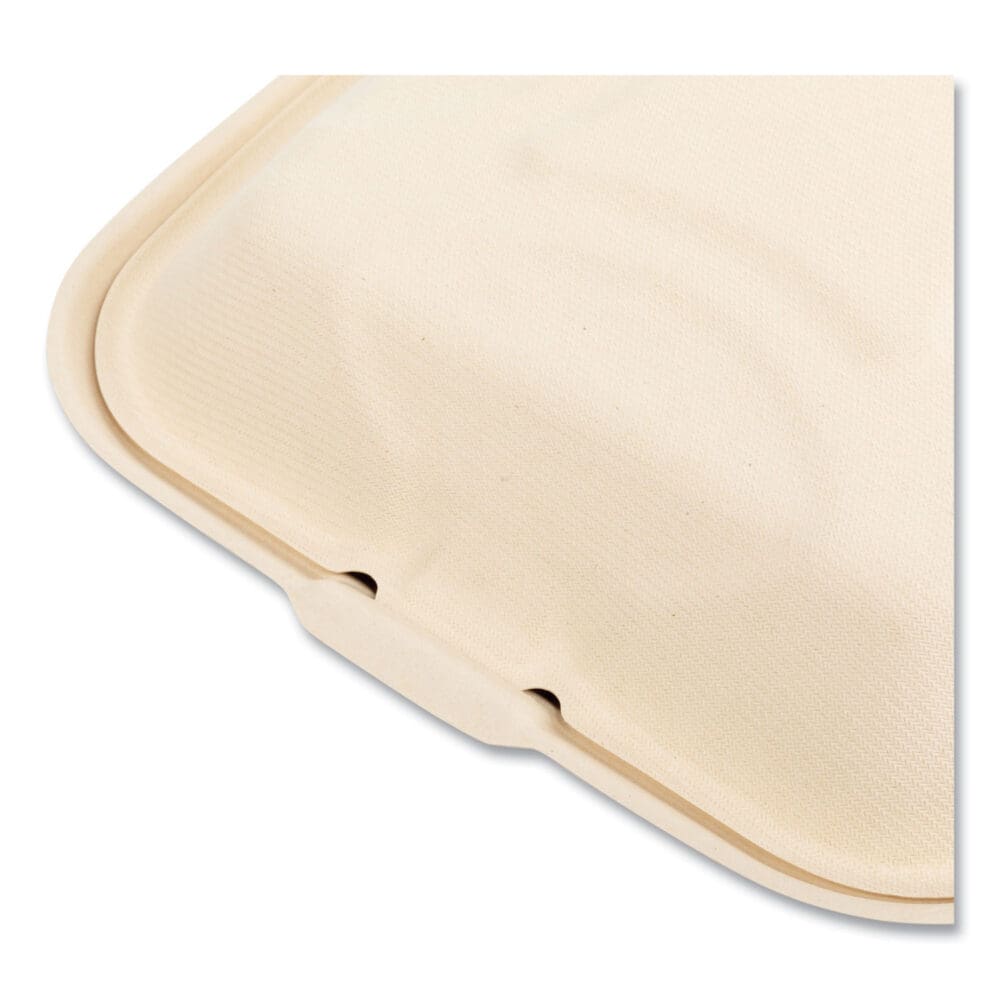 Bagasse PFAS-Free Food Containers, 3-Compartment, 9 x 3.19 x 9, Tan, Bamboo/Sugarcane, 200/Carton - Image 3