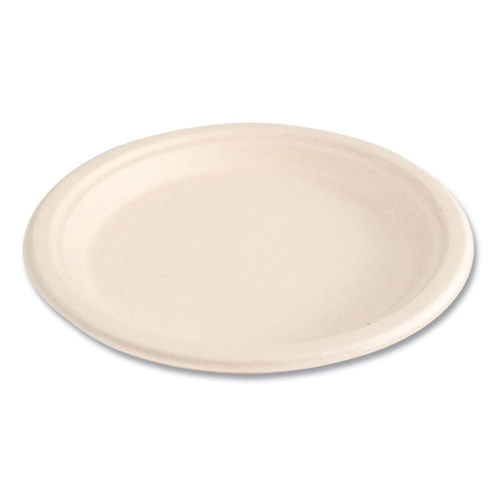 Bagasse PFAS-Free Dinnerware, Plate, 9" dia, Tan, 500/Carton - Image 9