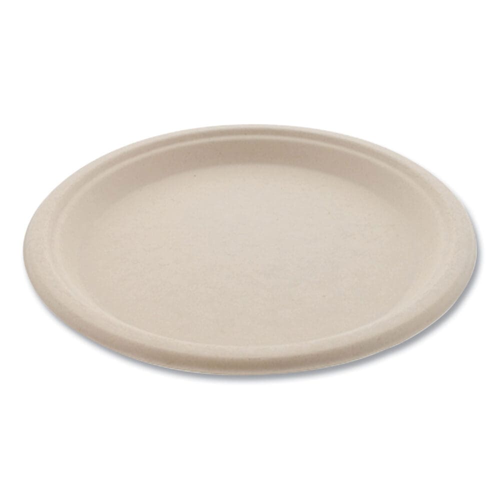 Bagasse PFAS-Free Dinnerware, Plate, 10" dia, Tan, 500/Carton - Image 3