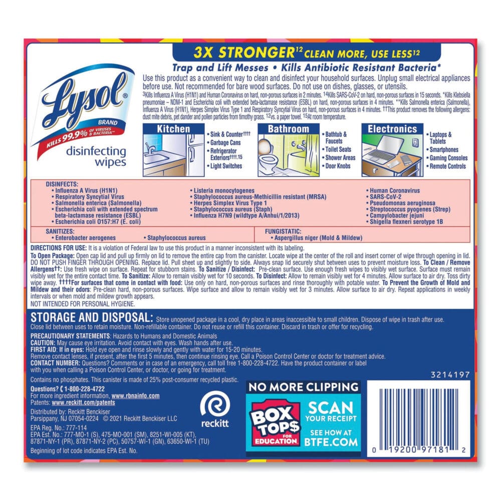 Disinfecting Wipes, 1-Ply, 7 x 7.25, Mango and Hibiscus, White, 80 Wipes/Canister - Image 2