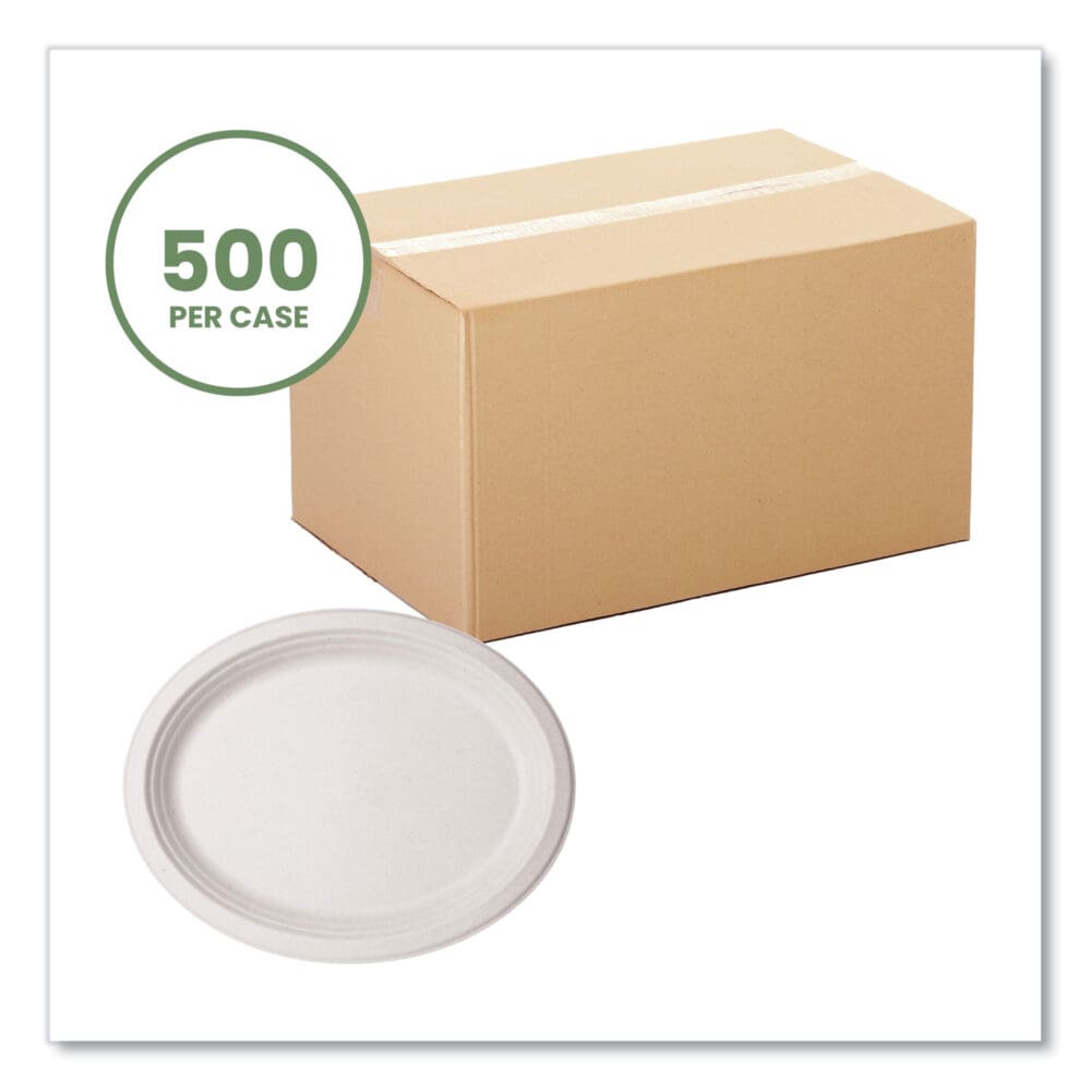 Molded Fiber Tableware, Platter, 7 x 10 x 1, White, 500/Carton - Image 4
