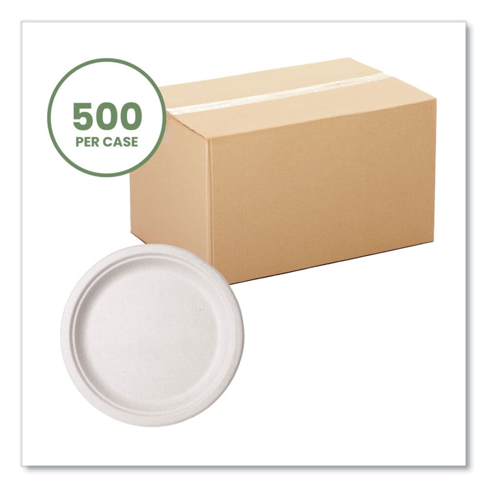 Nourish Molded Fiber Tableware, Plate, 10" Diameter, White, 500/Carton - Image 4