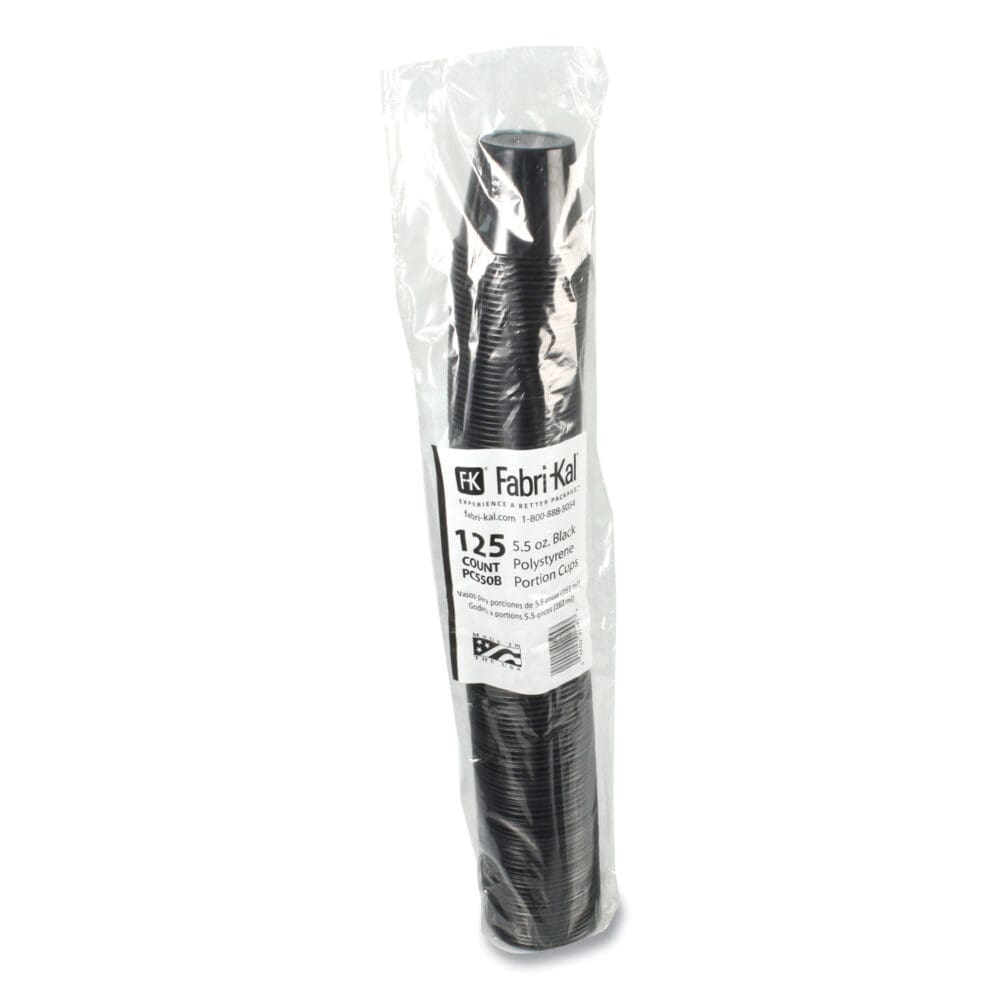 Portion Cups, 5.5 oz, Black, 125/Sleeve, 20 Sleeves/Carton - Image 2