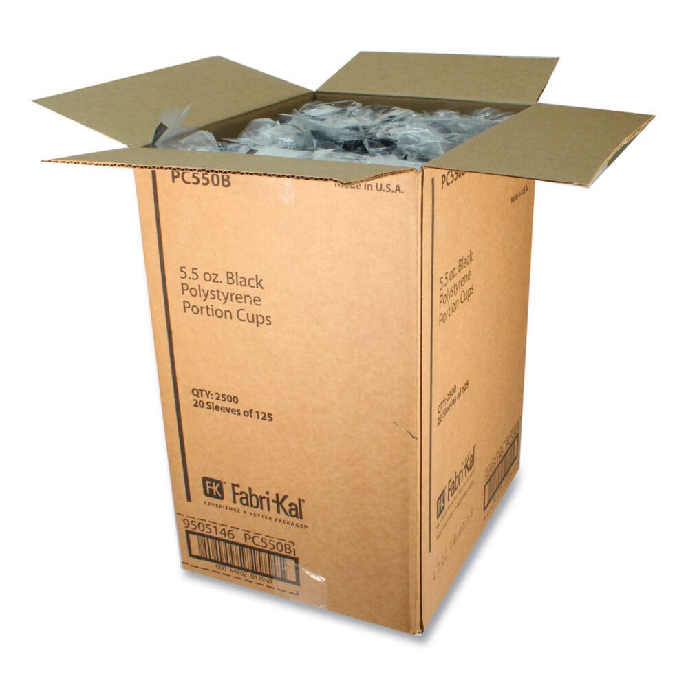 Portion Cups, 5.5 oz, Black, 125/Sleeve, 20 Sleeves/Carton - Image 3