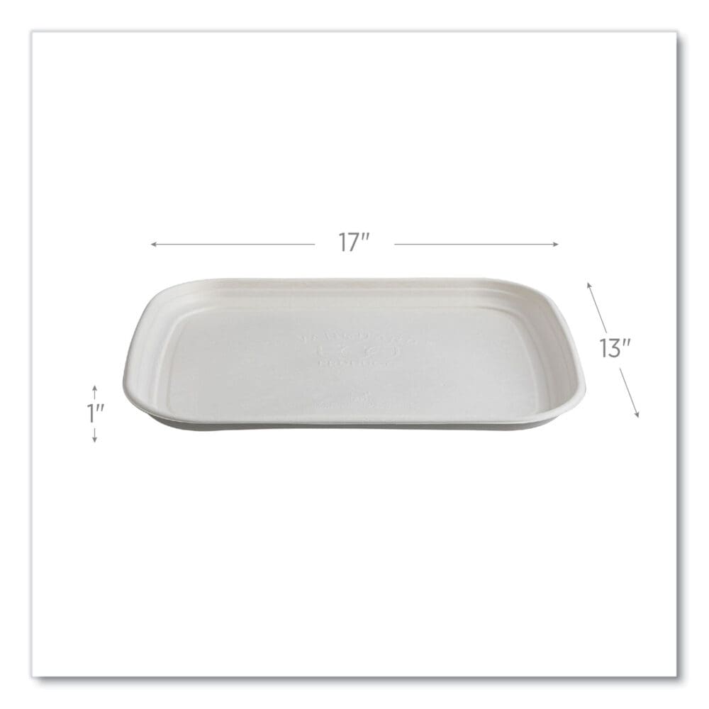 Regalia Renewable Sugarcane Tray, 13 x 17 x 1.3, White, 100/Carton - Image 2
