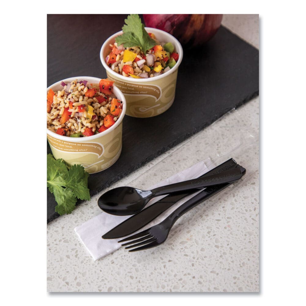 100% Recycled Content Cutlery Kit - 6", 250/Carton - Image 2
