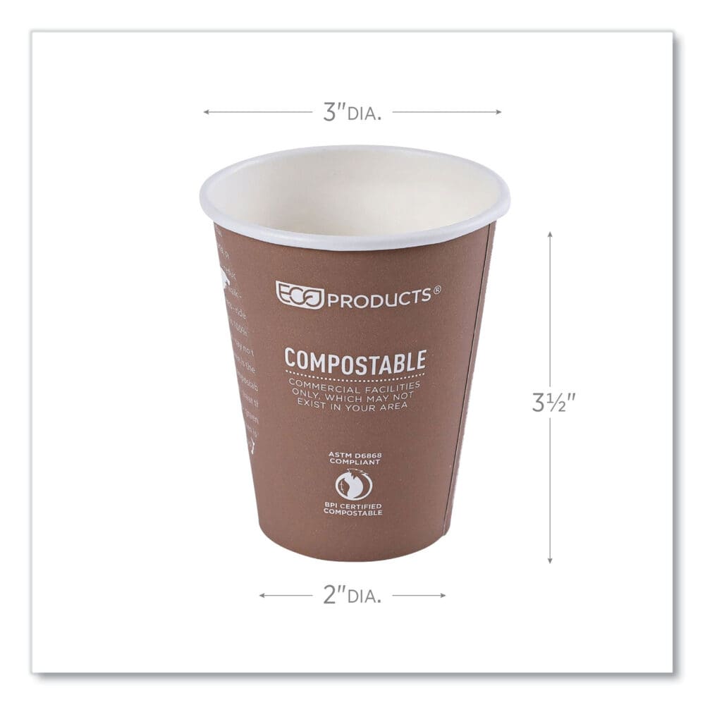 World Art Renewable and Compostable Hot Cups, 8 oz, 50/Pack, 20 Packs/Carton - Image 2