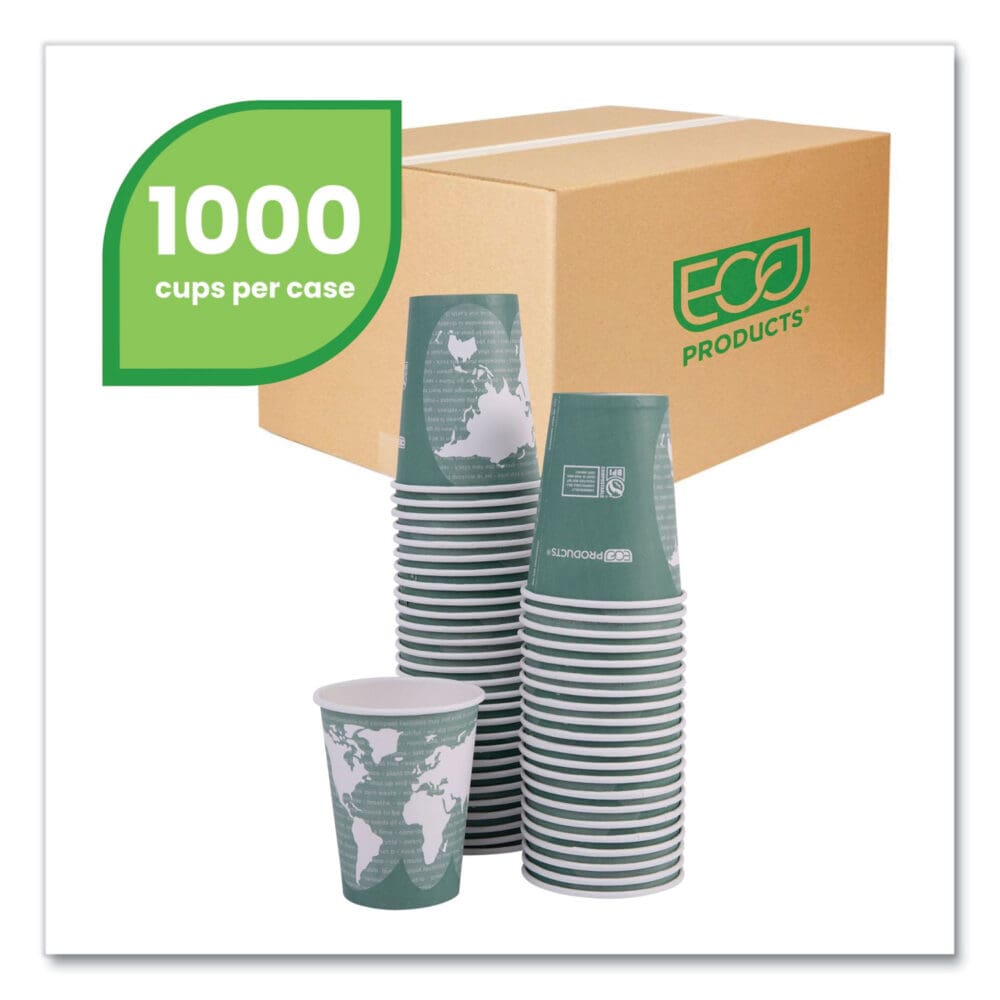 World Art Renewable and Compostable Hot Cups, 12 oz, Gray, 50/Pack - Image 2