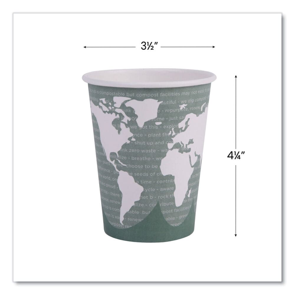 World Art Renewable and Compostable Hot Cups, 12 oz, Gray, 50/Pack - Image 3