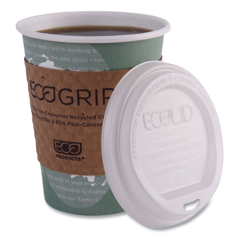 World Art Renewable and Compostable Hot Cups, 12 oz, Gray, 50/Pack - Image 8