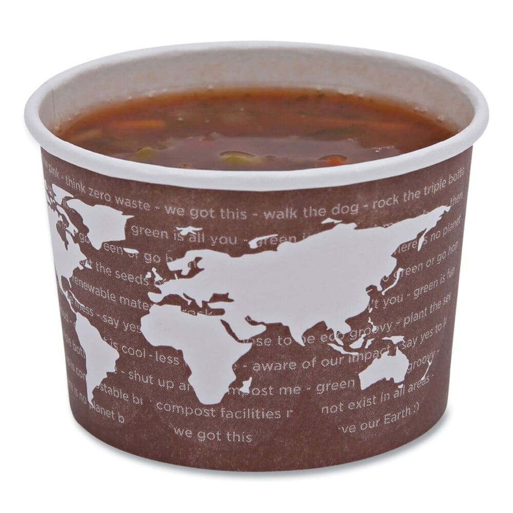 World Art Renewable and Compostable Food Container, 8 oz, 3.04 Diameter x 2.3 h, Brown, Paper, 50/Pack, 20 Packs/Carton - Image 8